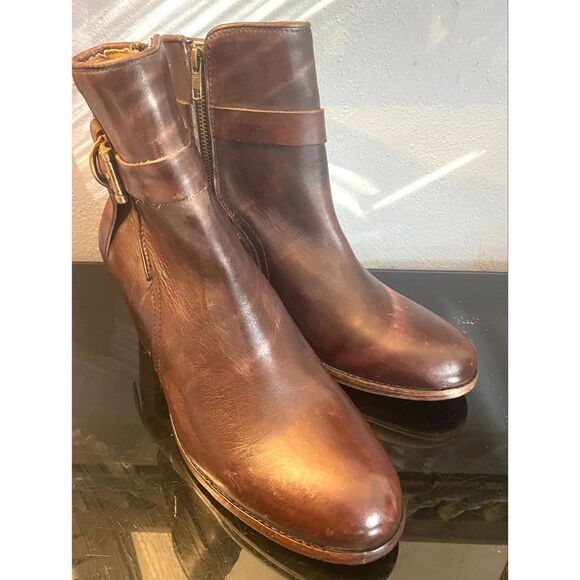 Vintage USA FRYE Women's Brown Leather Biker Boots Size 10B Preowned - Picture 3 of 13